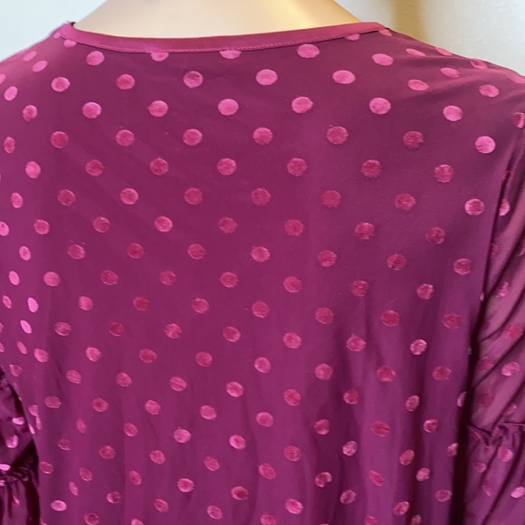 Lane Bryant Dot Mesh Ruffle Sleeve Sz 18/20 - Picture 7 of 10